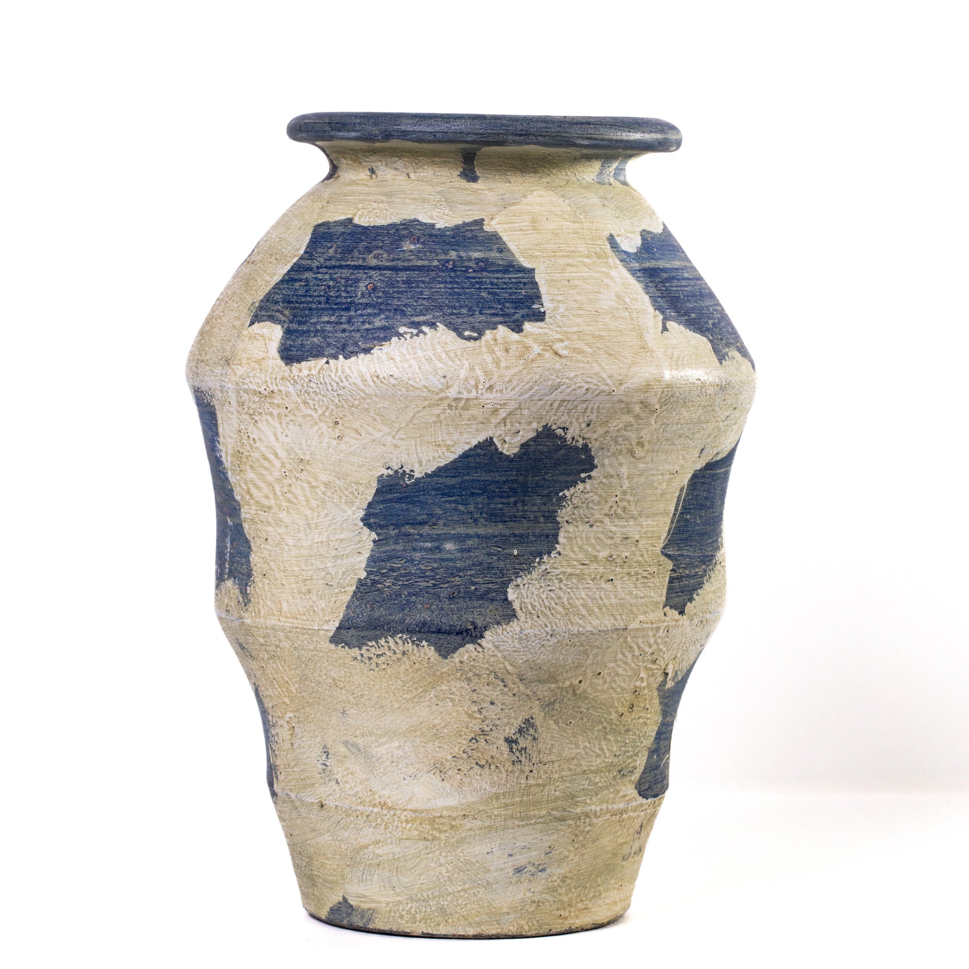 Visha Cream and Blue Terracotta Decorative Vase - Default Variant