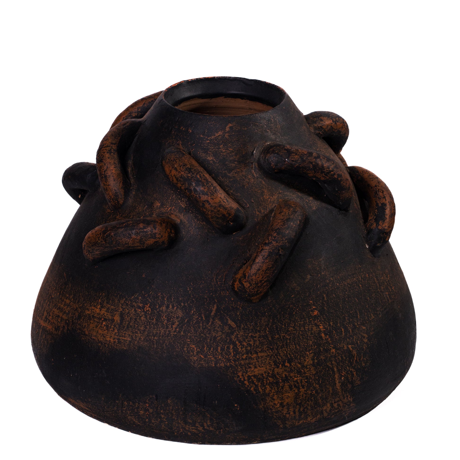 Visha Roped Dark Terracotta Decorative Vase - Default Variant