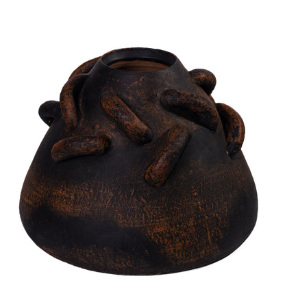 Visha Roped Dark Terracotta Decorative Vase - Default Variant