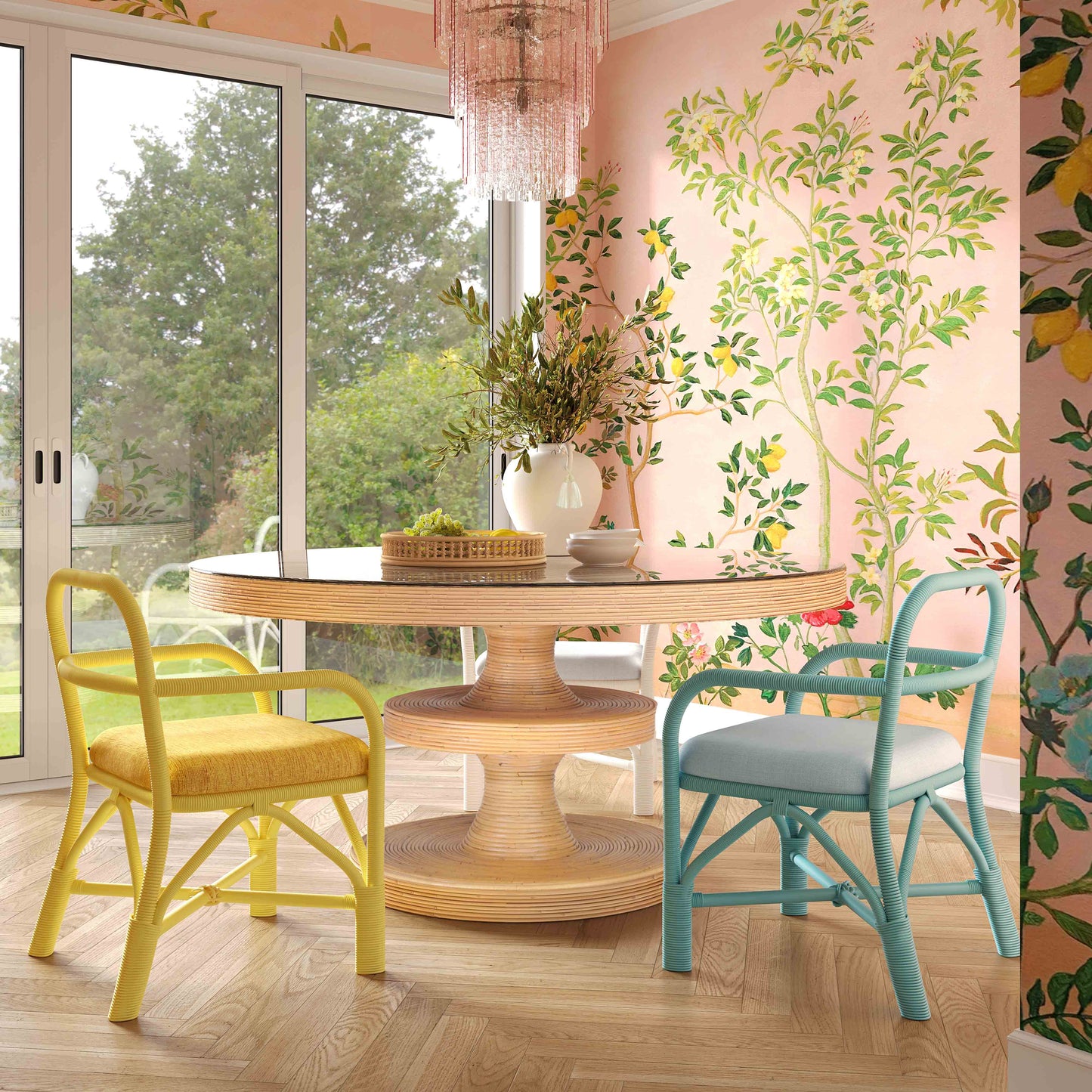 Apollonia 51" Natural Rattan Round Dining Table
