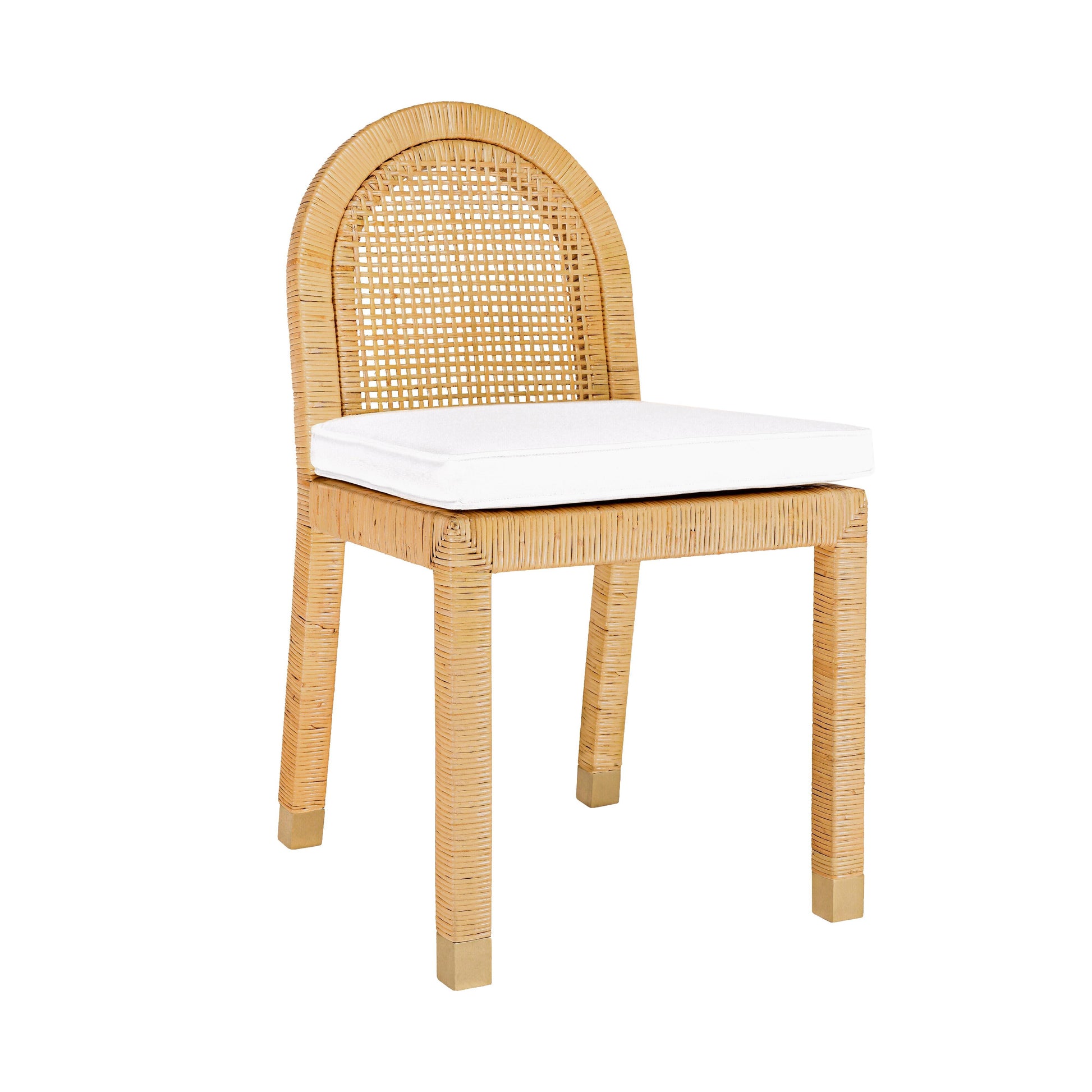 Amara Natural Rattan and Performance Fabric Arched Back Dining Chair - Default Variant