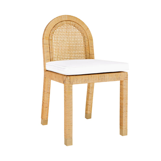 Amara Natural Rattan and Performance Fabric Arched Back Dining Chair - Default Variant