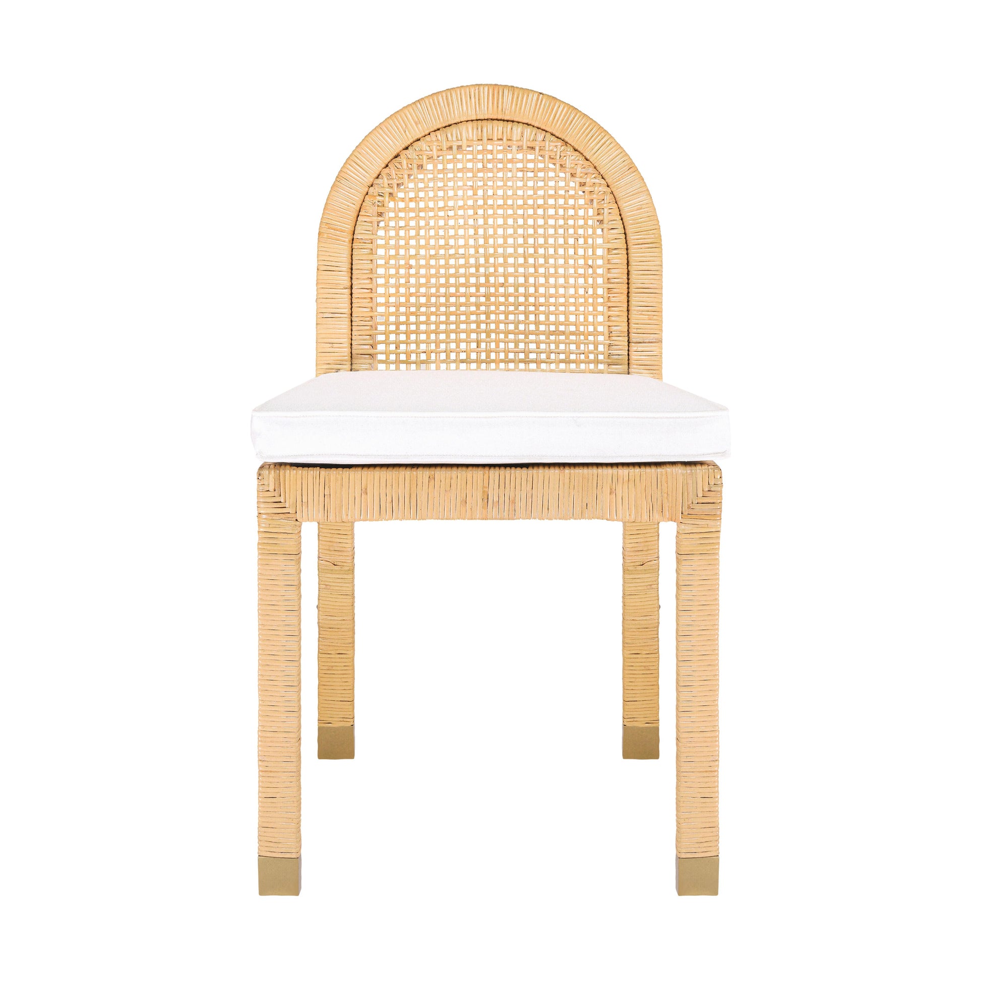 Amara Natural Rattan and Performance Fabric Arched Back Dining Chair