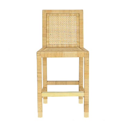 Amara Rattan &amp; Cream Contract-Grade Linen Stool