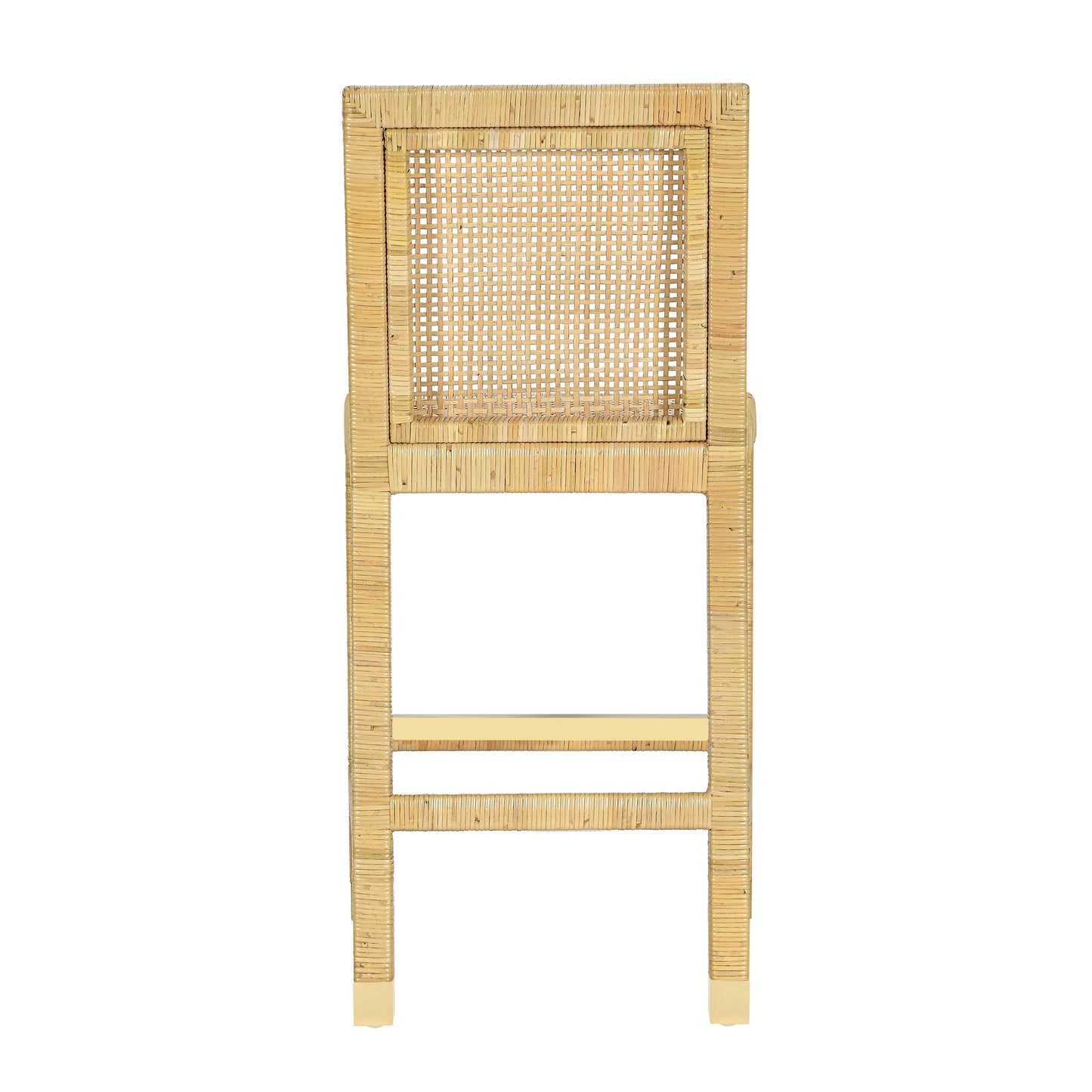 Amara Rattan &amp; Cream Contract-Grade Linen Stool