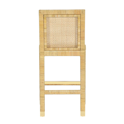 Amara Rattan &amp; Cream Contract-Grade Linen Stool