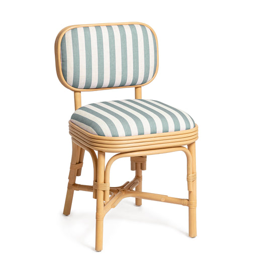 Dorine Striped Performance Linen &amp; Rattan Dining Chair
