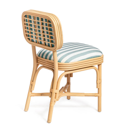 Dorine Striped Performance Linen &amp; Rattan Dining Chair