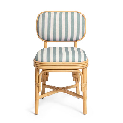 Dorine Striped Performance Linen &amp; Rattan Dining Chair