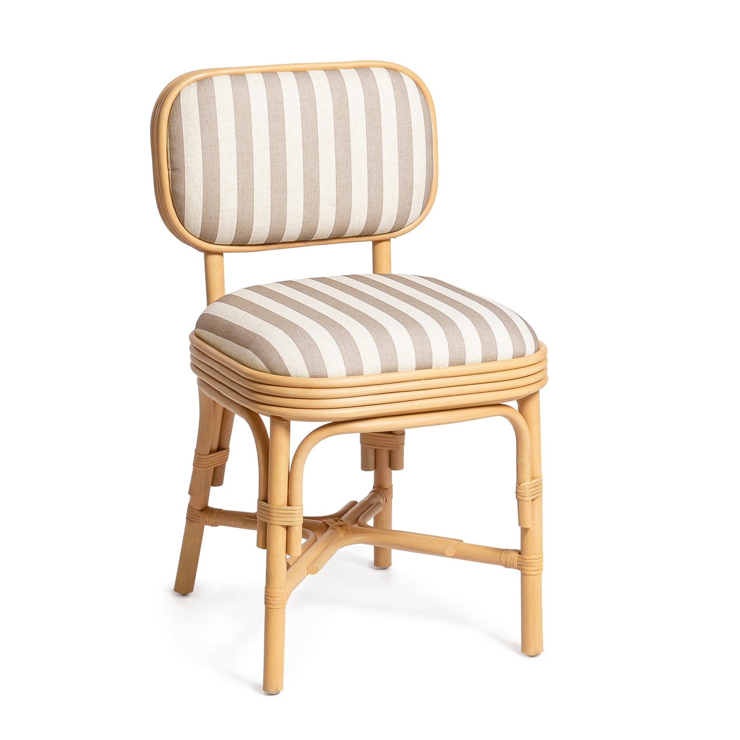 Dorine Striped Performance Linen &amp; Rattan Dining Chair