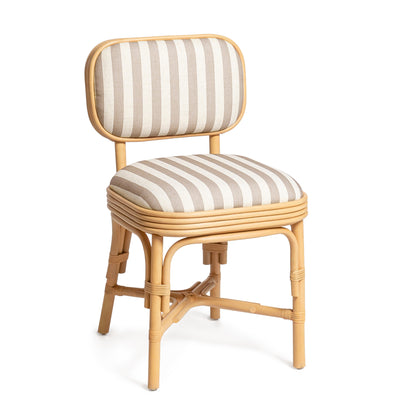 Dorine Striped Performance Linen &amp; Rattan Dining Chair