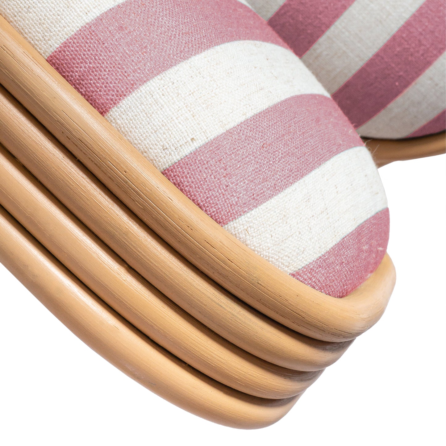 Dorine Striped Performance Linen &amp; Rattan Dining Chair
