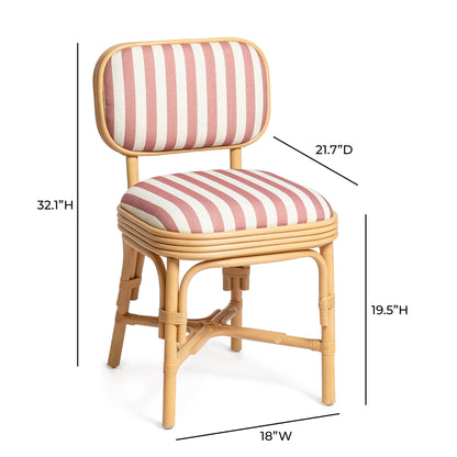Dorine Striped Performance Linen &amp; Rattan Dining Chair