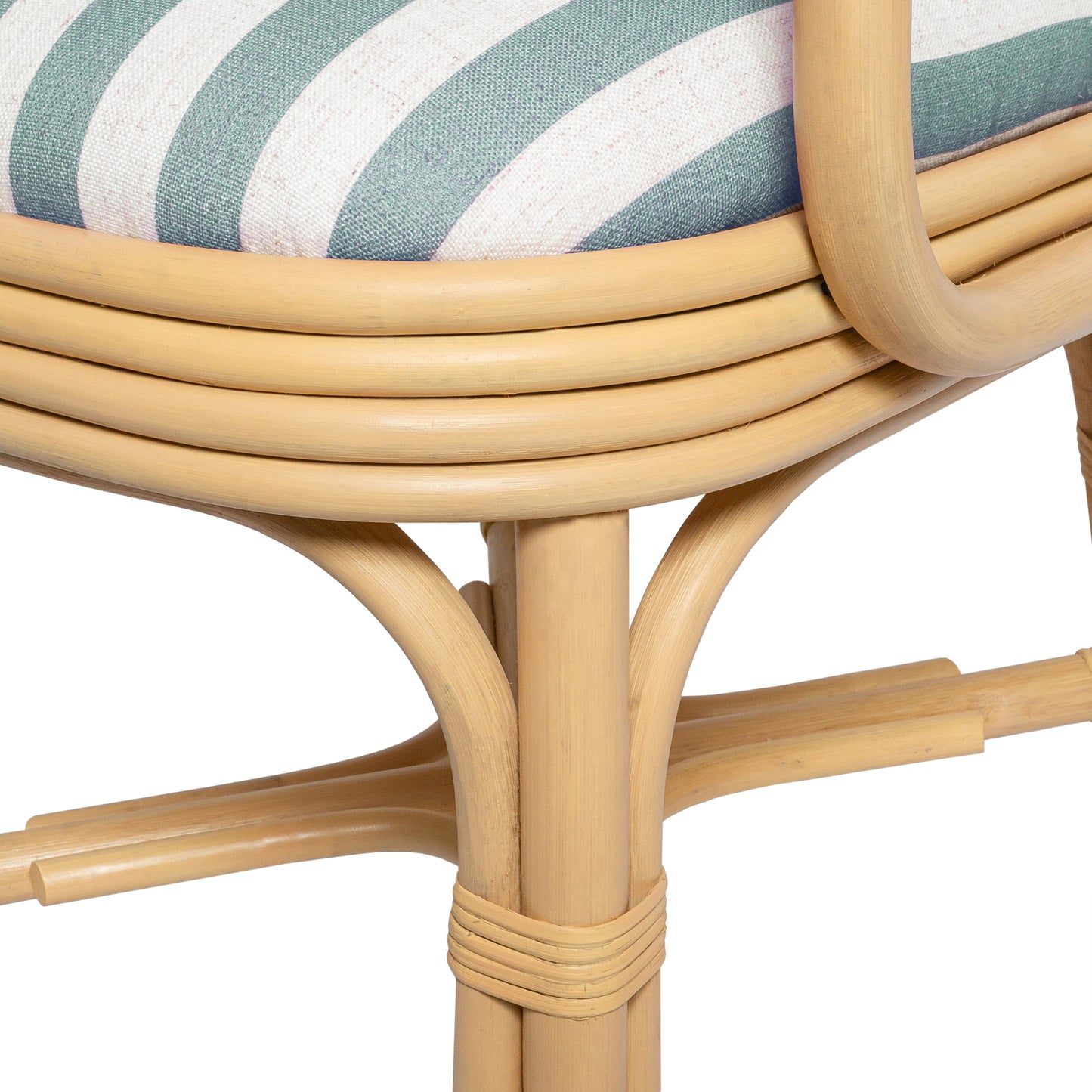 Dorine Striped Performance Linen &amp; Rattan Dining Armchair