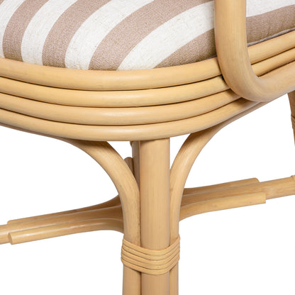 Dorine Striped Performance Linen &amp; Rattan Dining Armchair