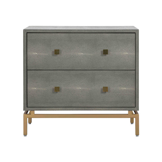 Pesce 25" Faux Shagreen 2-Drawer Nightstand - Grey