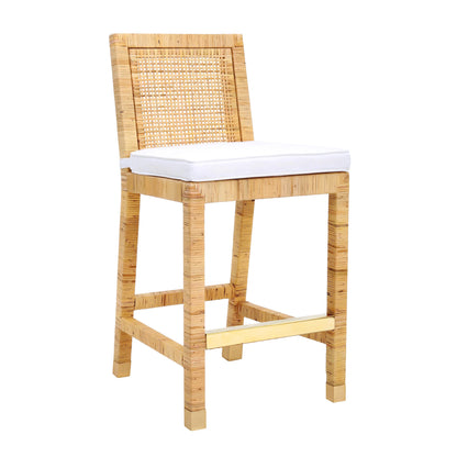 Amara Woven Rattan Performance Fabric Stool - Counter Height