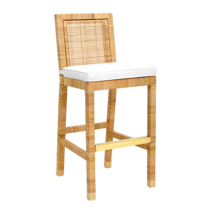 Amara Woven Rattan Performance Fabric Stool - Bar Height
