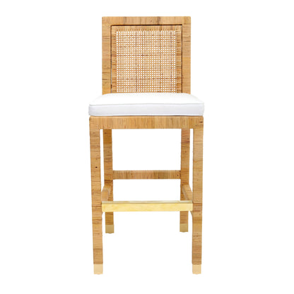 Amara Woven Rattan Performance Fabric Stool