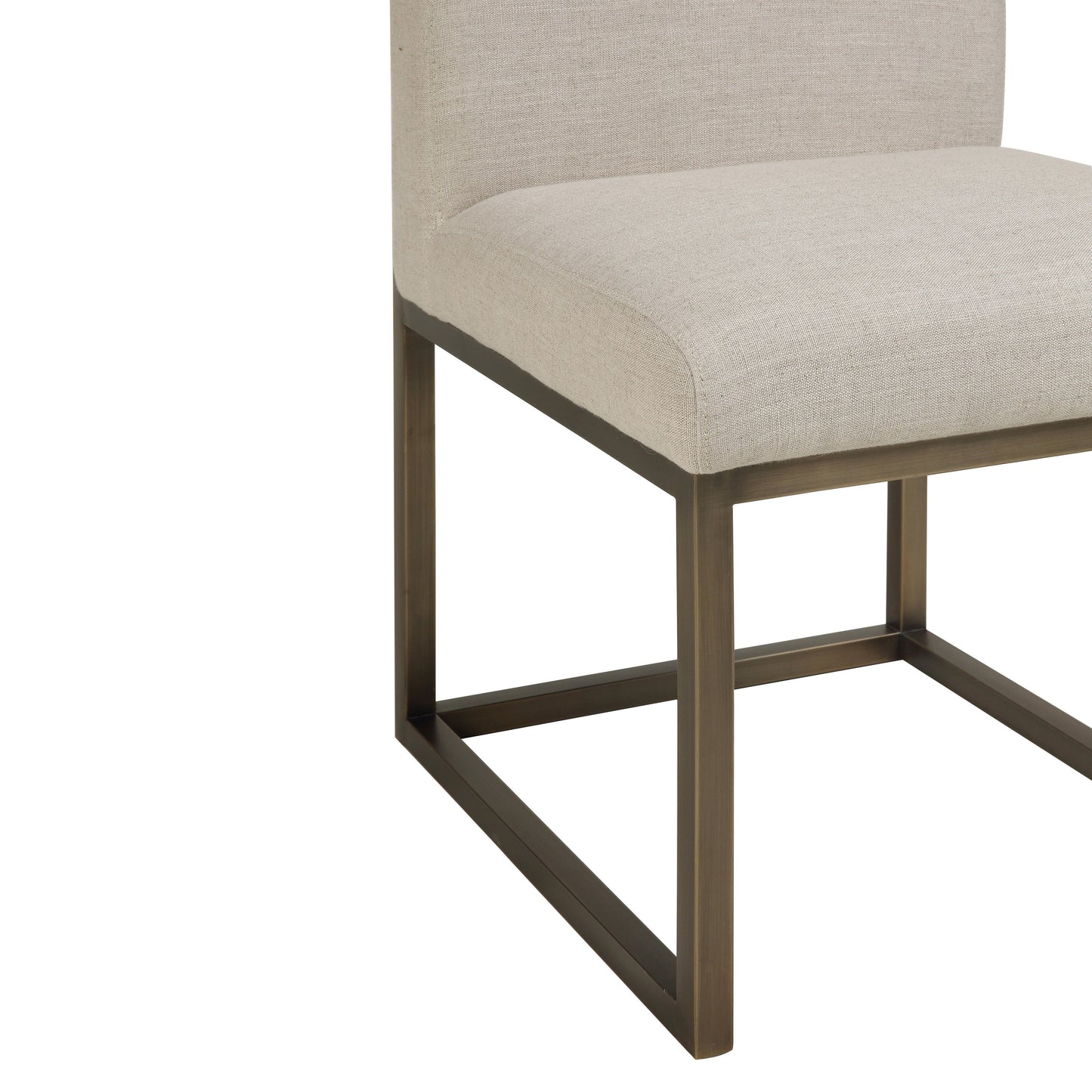 Haute Beige Linen Chair in Brass