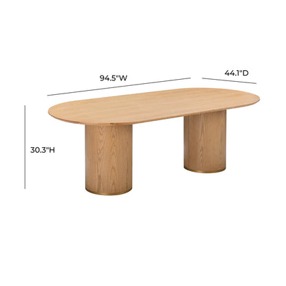 Brandy 95" Natural Ash Wood Oval Dining Table