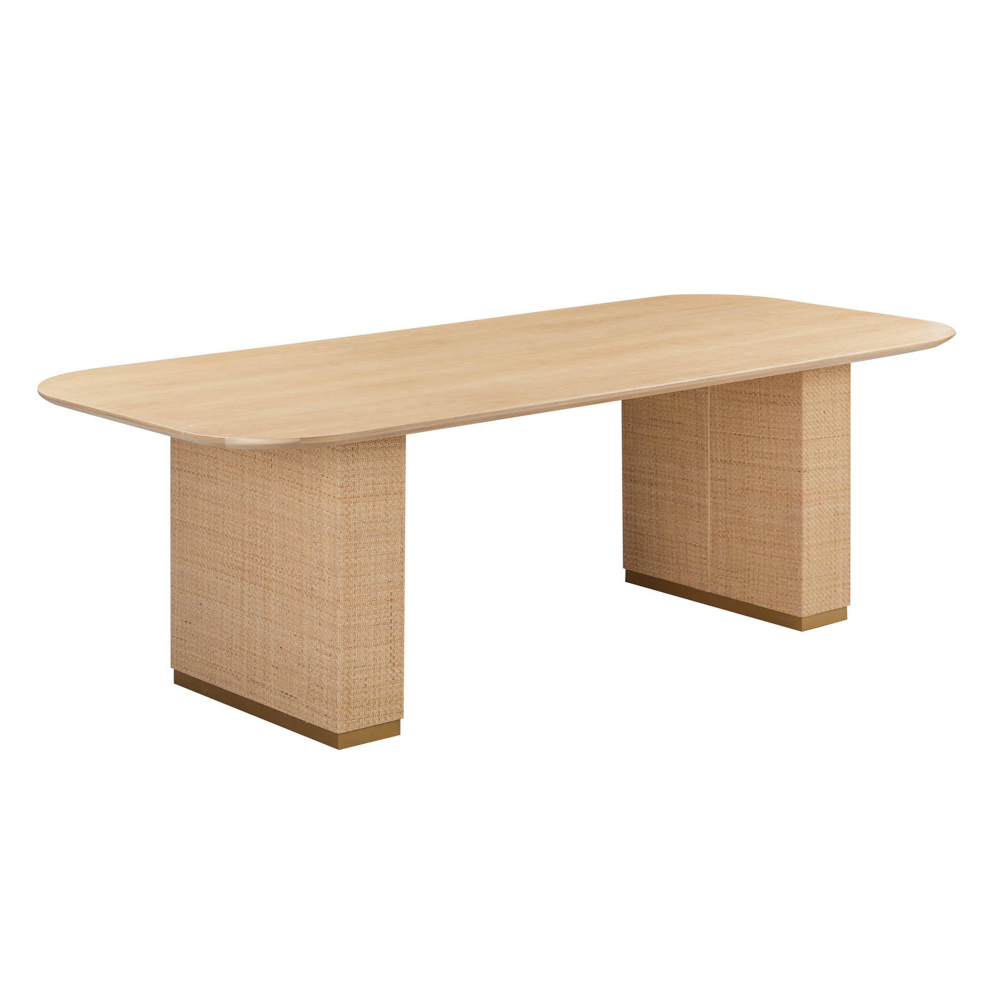 Akiba 96" Natural Ash &amp; Rattan Rectangular Dining Table - Default Variant