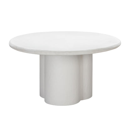 Elika 59" Faux Plaster Indoor / Outdoor Round Dining Table - White