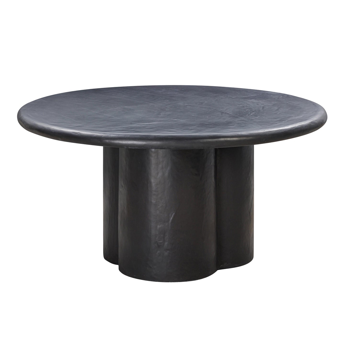 Elika 59" Faux Plaster Indoor / Outdoor Round Dining Table - Black