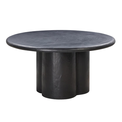 Elika 59" Faux Plaster Indoor / Outdoor Round Dining Table - Black