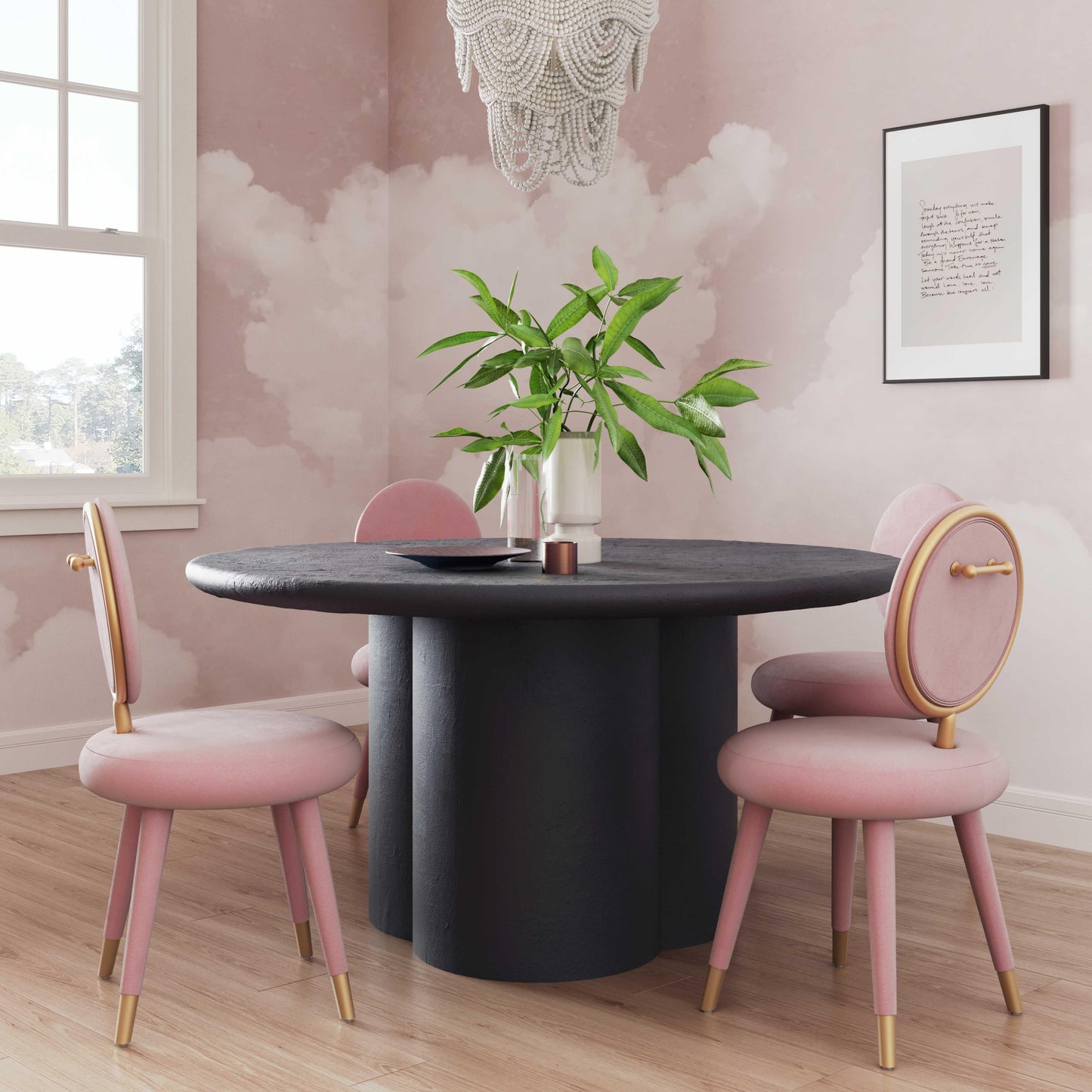 Elika 59" Faux Plaster Indoor / Outdoor Round Dining Table
