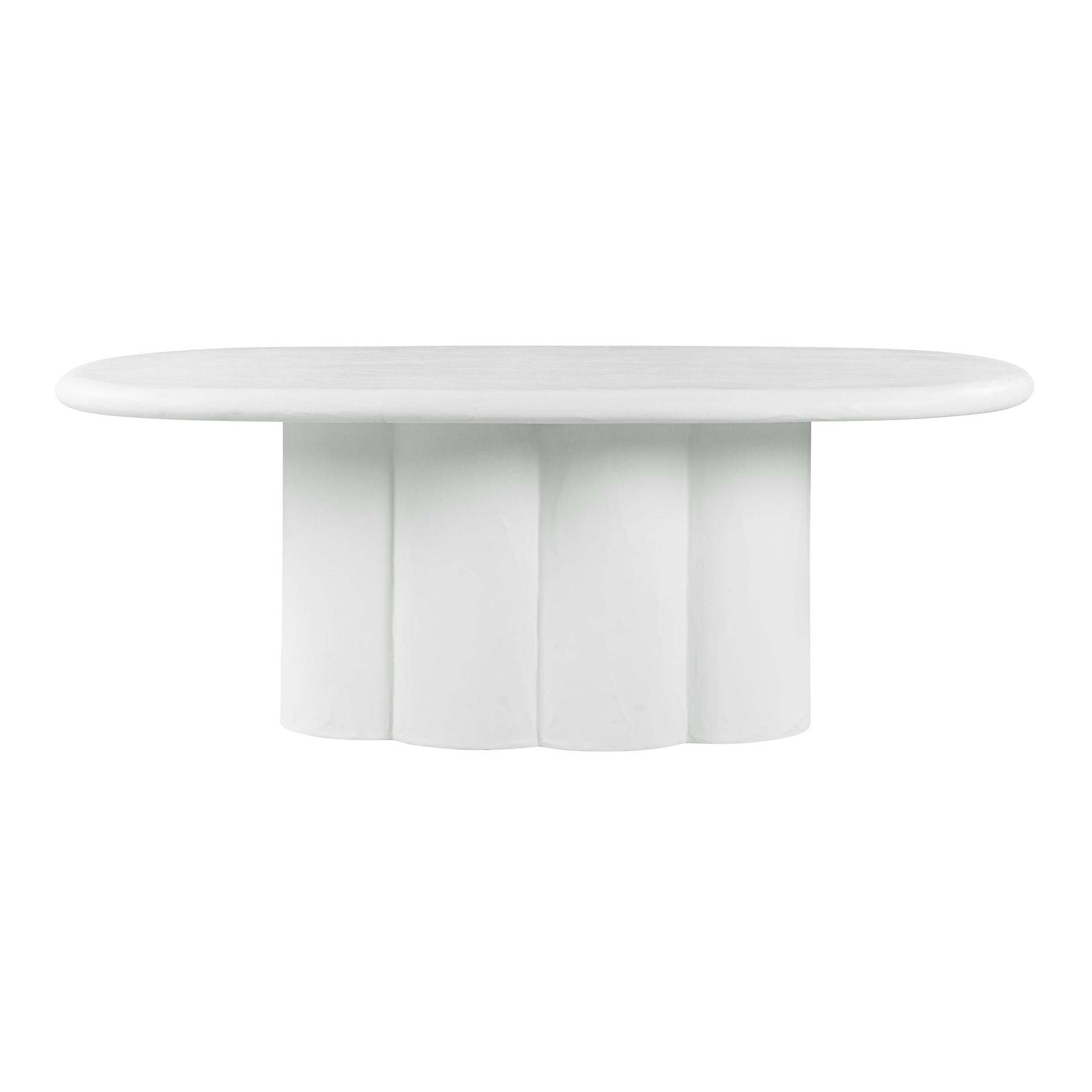 Elika 80" Faux Plaster Indoor / Outdoor Oval Dining Table - White