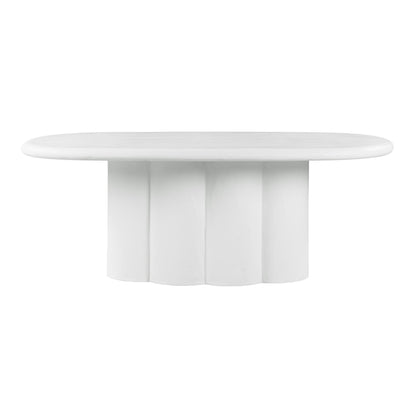 Elika 80" Faux Plaster Indoor / Outdoor Oval Dining Table - White