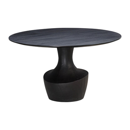 Gevra 54" Black Acacia &amp; Faux Plaster Round Dining Table - Default Variant
