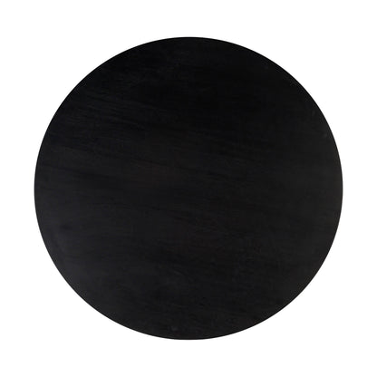 Gevra 54" Black Acacia &amp; Faux Plaster Round Dining Table