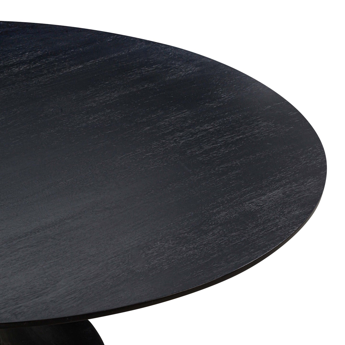 Gevra 54" Black Acacia &amp; Faux Plaster Round Dining Table