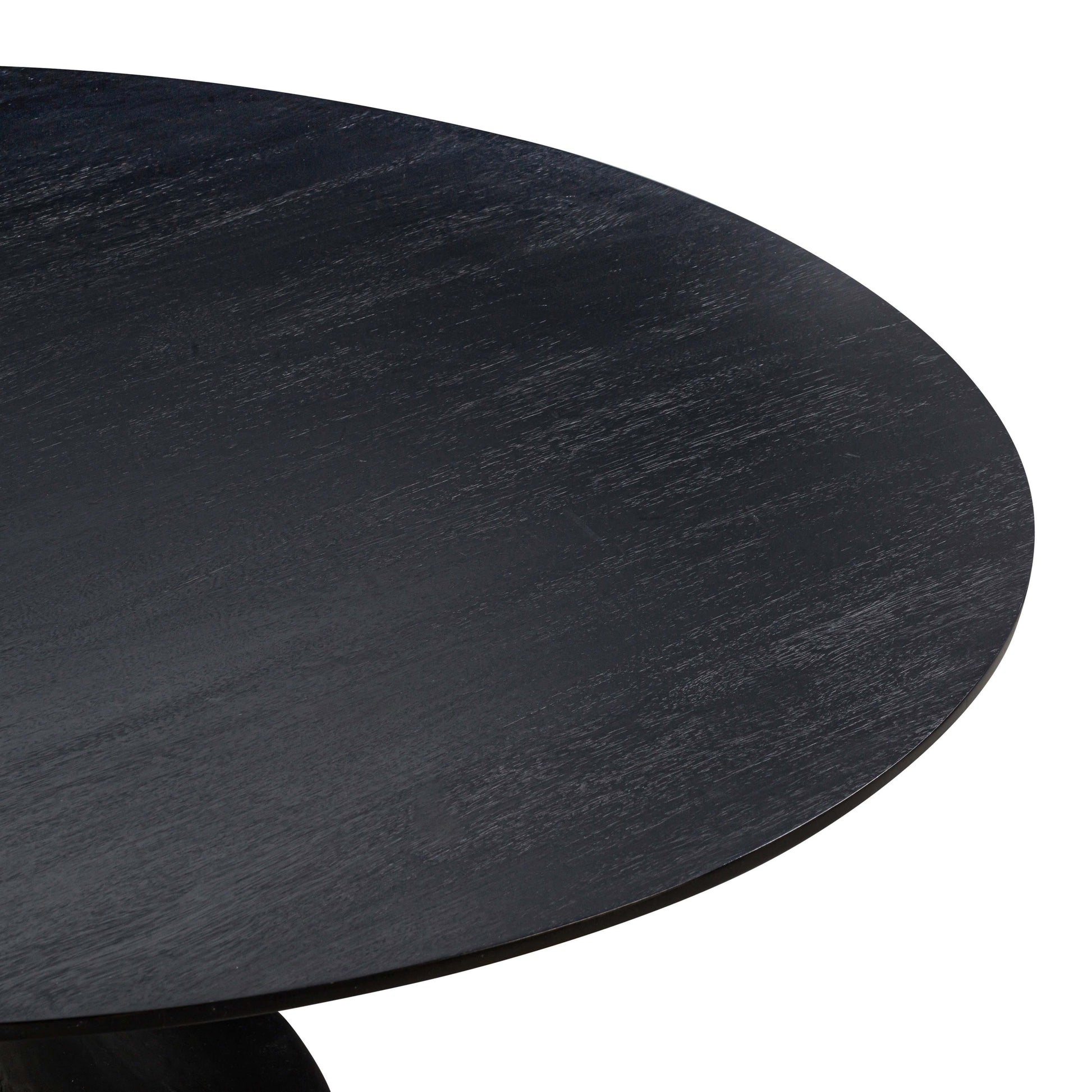 Gevra 54" Black Acacia &amp; Faux Plaster Round Dining Table