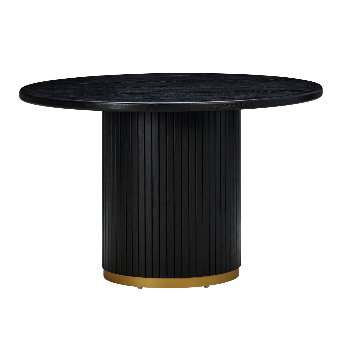 Chelsea 47" Oak Wood Round Dining Table - Black