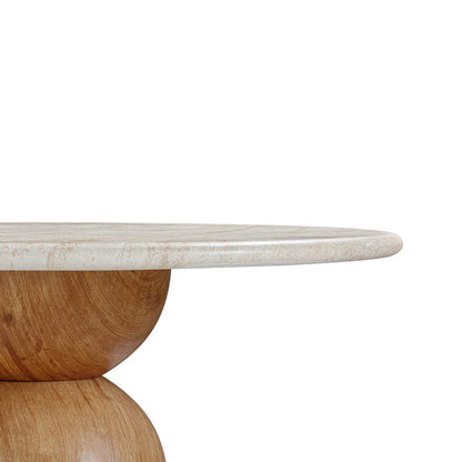Cynthia 54" Faux Travertine Indoor/Outdoor Concrete Round Dining Table