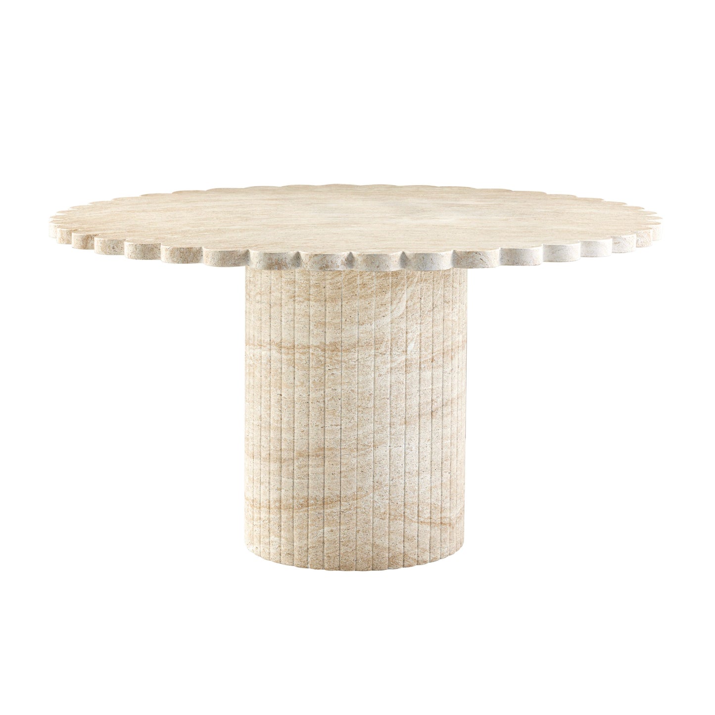 Blossom 54" Washed Faux Travertine Finish Indoor/Outdoor Round Dining Table - Default Variant