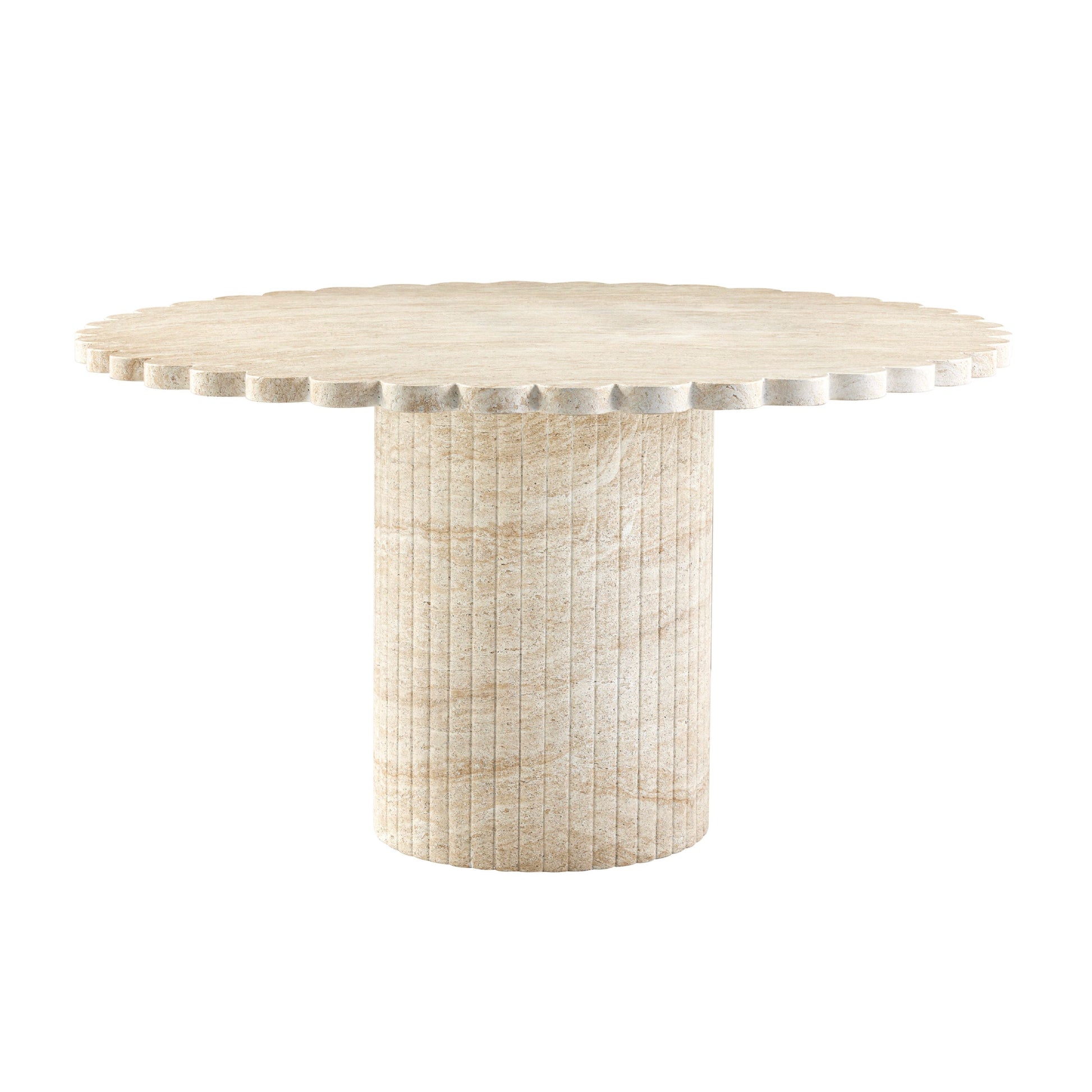 Blossom 54" Washed Faux Travertine Finish Indoor/Outdoor Round Dining Table - Default Variant