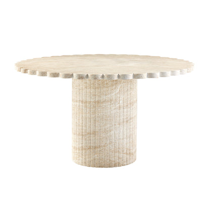 Blossom 54" Washed Faux Travertine Finish Indoor/Outdoor Round Dining Table - Default Variant