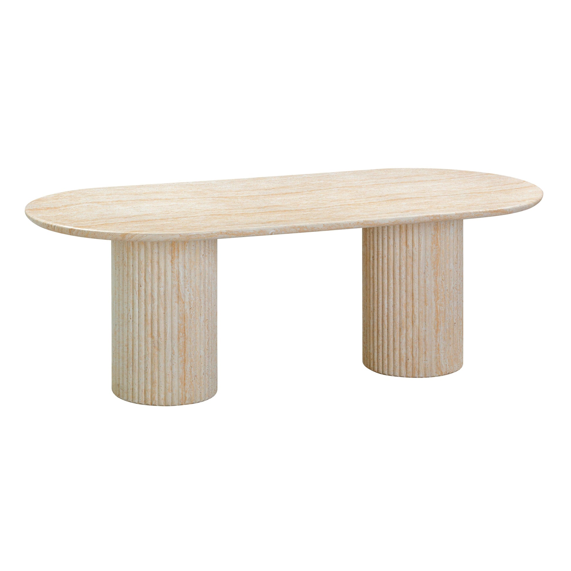 Brut 86" Concrete Patterned Indoor/Outdoor Oval Dining Table - Travertine