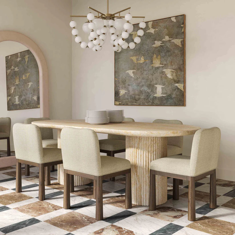 Brut 86" Concrete Patterned Indoor/Outdoor 86" Oval Dining Table