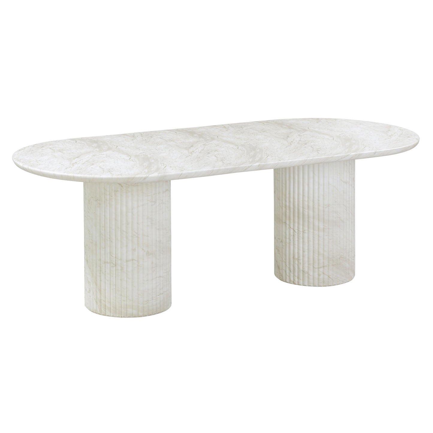 Brut 86" Concrete Patterned Indoor/Outdoor Oval Dining Table - White