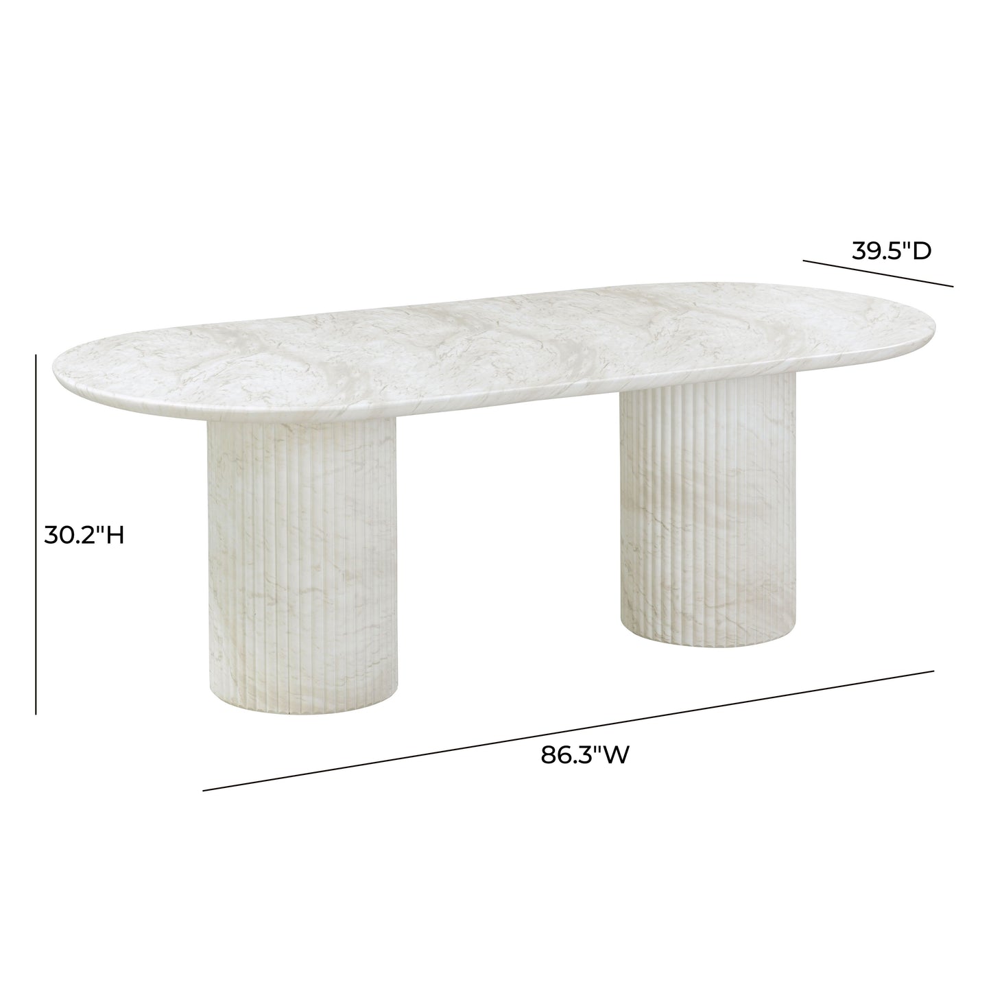 Brut 86" Concrete Patterned Indoor/Outdoor Oval Dining Table