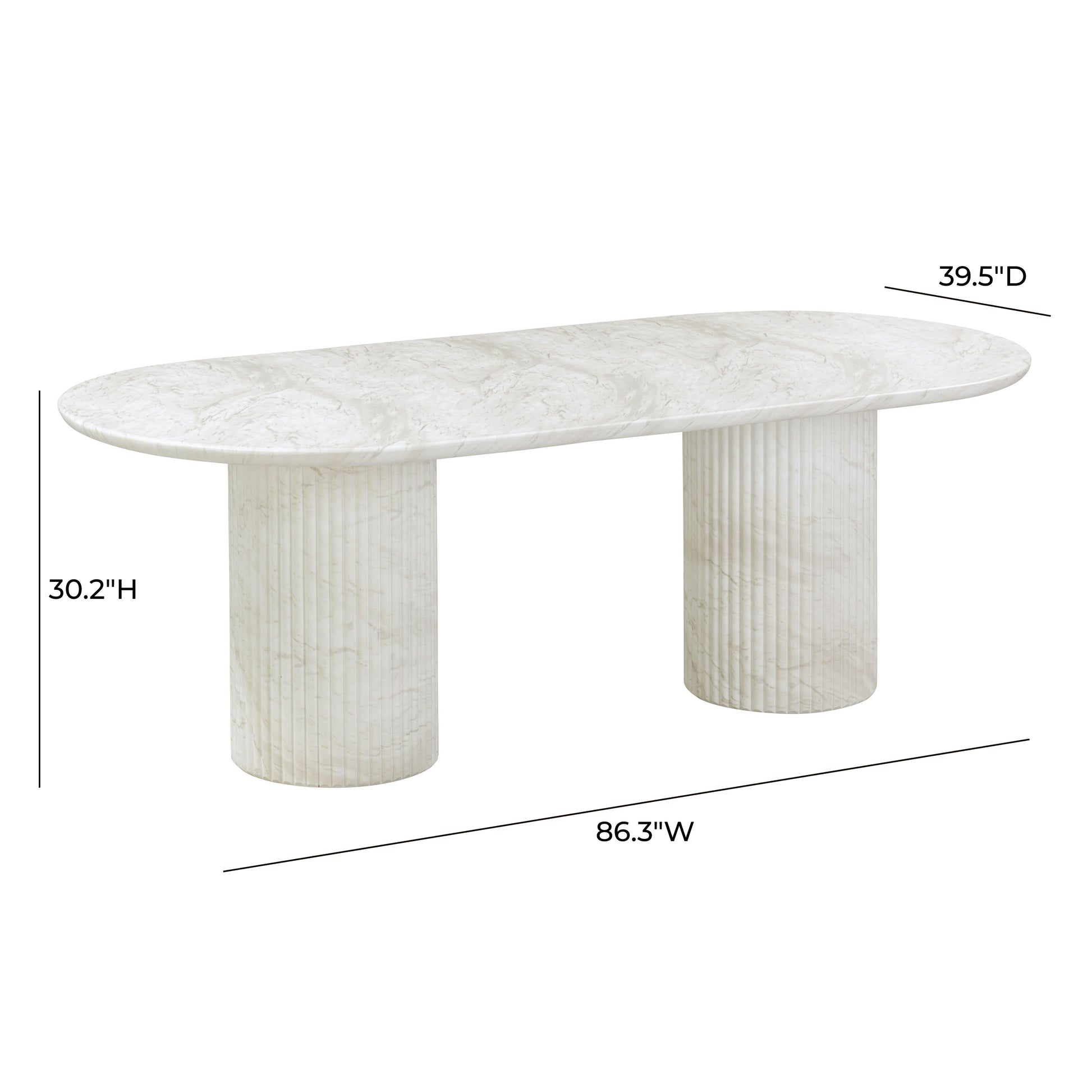 Brut 86" Concrete Patterned Indoor/Outdoor Oval Dining Table