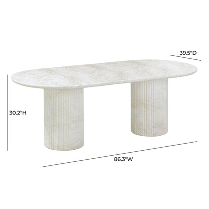 Brut 86" Concrete Patterned Indoor/Outdoor Oval Dining Table