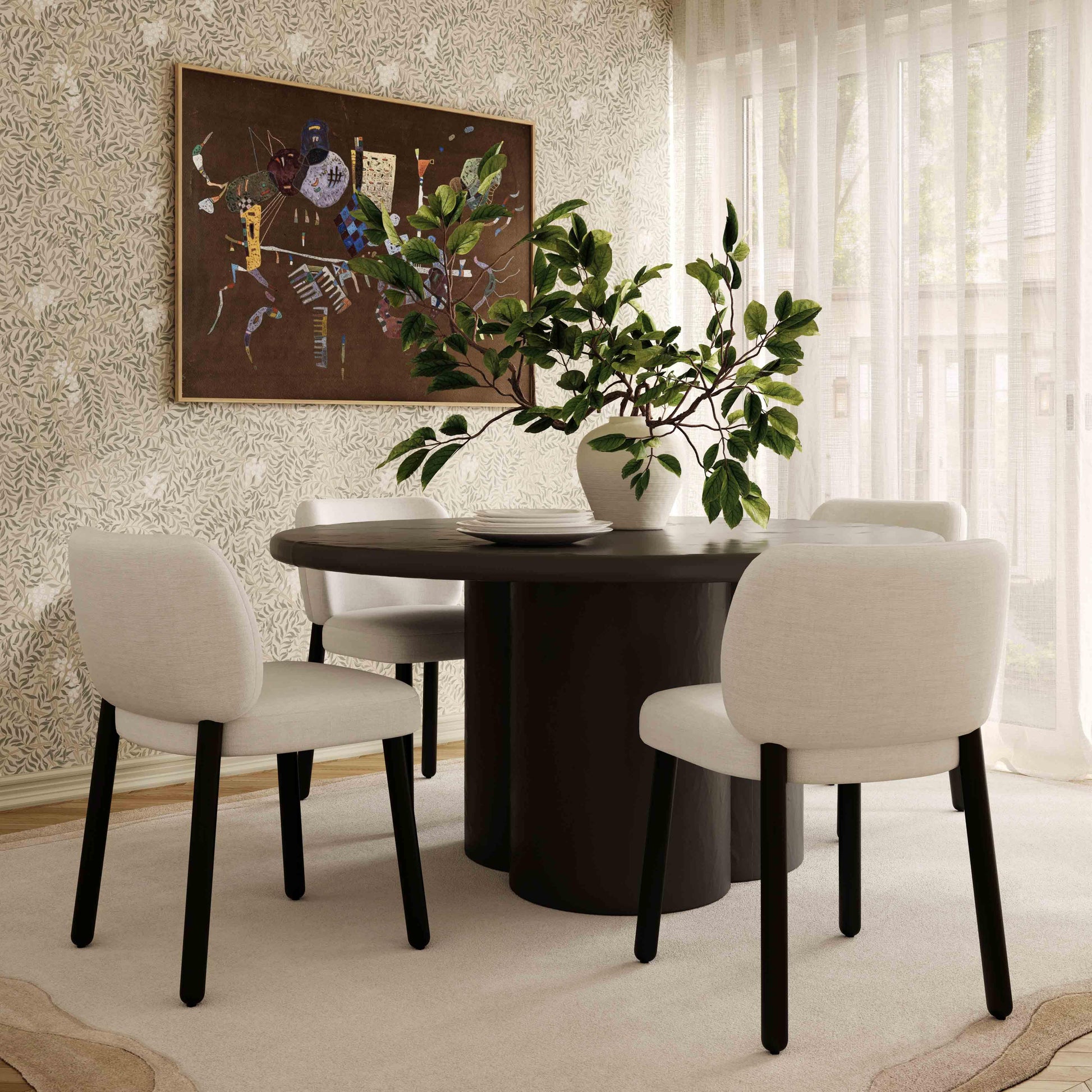 Foxy Cream Performance Basketweave Chenille Dining Chair