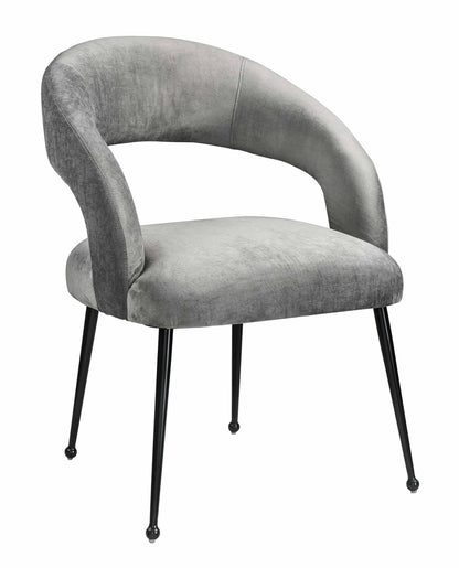 Rocco Performance Velvet Dining Chair - Light Grey