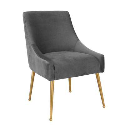 Beatrix Pleated Performance Velvet Dining Chair - Grey